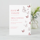 Lente vlinders  foto bruiloft  save the date (Staand voorkant)