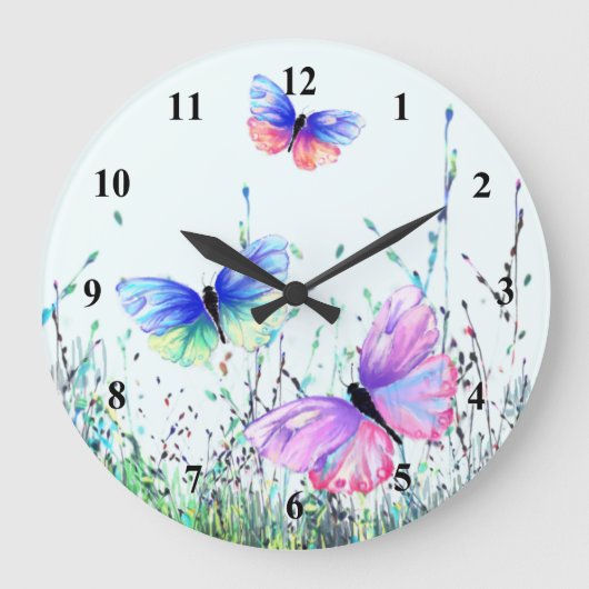 Lente Vlinders Vliegen In Natuur Wandklok (Voorkant)