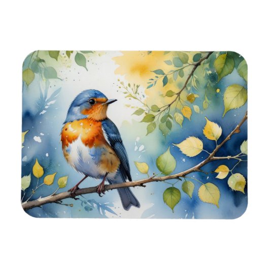 Lente vogel aquarel magneet (Horizontaal)