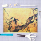 LENTE VOGEL EN BLOEMBOOM Goud Geel Bruin Tissuepapier (Craft)