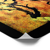 LENTE VOGEL EN BLOEMEN BOOM Geel Bruin Zwart Poster (Hoek)