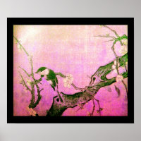 LENTE VOGEL EN BLOEMEN BOOM Roze Fuchsia