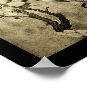 LENTE VOGEL EN BLOEMENBOOM Bruine Sepia Poster (Hoek)