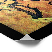 LENTE VOGEL EN BLOEMENBOOM Geel Bruin Zwart Poster (Hoek)