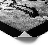 LENTE VOGEL EN BLOEMENBOOM Zwart Wit Grijs Poster (Hoek)