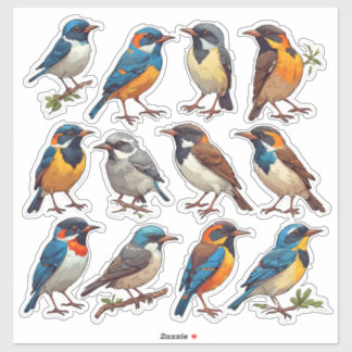 Lente Vogel Illustratie Sticker Pack 🐦