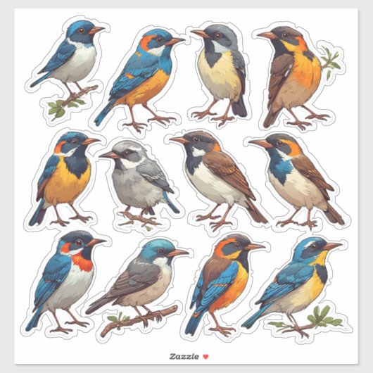 Lente Vogel Illustratie Sticker Pack 🐦 (Vel)