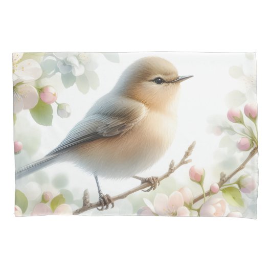 Lente Vogel Kersenbloesem Waterverf Kussensloop (Voorkant)