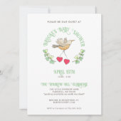 Lente Vogel met Hartjes Cute Baby Borrel Kaart (Voorkant)