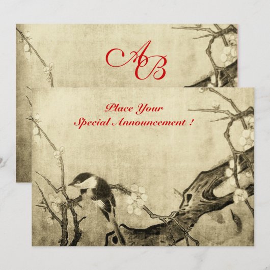 LENTE VOGEL MONOGRAAF ,bruin sepia rood Aankondiging (Voorkant / Achterkant)