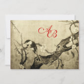 LENTE VOGEL MONOGRAM, bruin sepia rood Aankondiging (Achterkant)