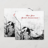LENTE VOGEL MONOGRAM ,Champagne metalisch papier Aankondiging (Voorkant / Achterkant)