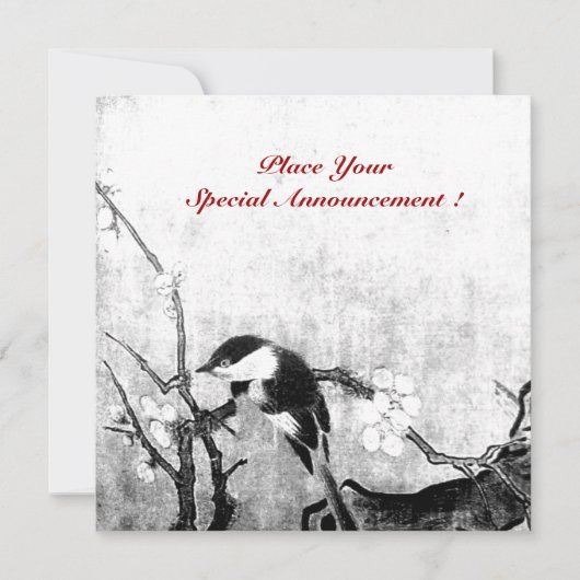 LENTE VOGEL MONOGRAM ,Champagne metalisch papier Aankondiging (Voorkant)