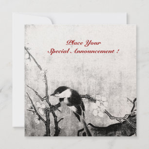 LENTE VOGEL MONOGRAM ,Champagne metalisch papier Aankondiging