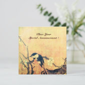 LENTE VOGEL MONOGRAM ,Goud Geel Bruin Aankondiging (Staand voorkant)