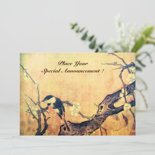 LENTE VOGEL MONOGRAM ,Goud Geel Bruin Aankondiging (Staand voorkant)