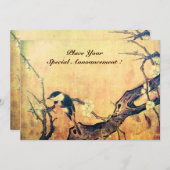 LENTE VOGEL MONOGRAM, Goud Geel Bruin Aankondiging (Voorkant / Achterkant)