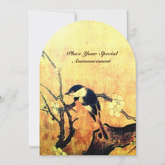 LENTE VOGEL MONOGRAM ,Goud Geel Bruin Kaart (Voorkant)