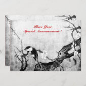 LENTE VOGEL MONOGRAM, grijs, zwart en wit Aankondiging (Voorkant / Achterkant)