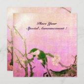 LENTE VOGEL MONOGRAM roze bruin paars Aankondiging (Voorkant / Achterkant)