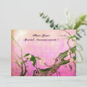 LENTE VOGEL MONOGRAM roze bruin violet Aankondiging (Staand voorkant)