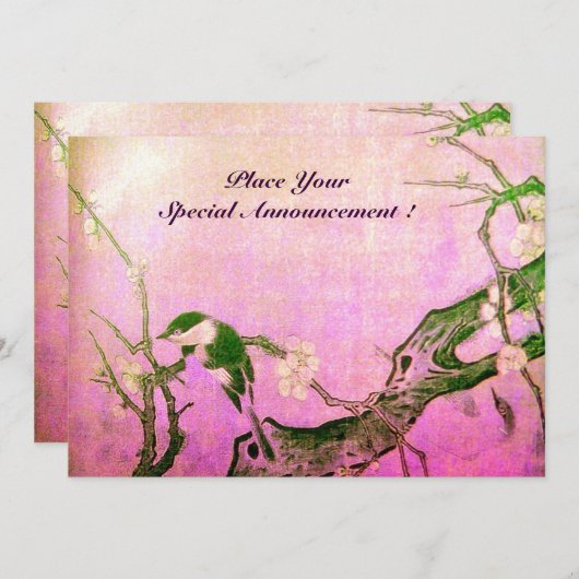 LENTE VOGEL MONOGRAM roze bruin violet Aankondiging (Voorkant / Achterkant)