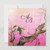 LENTE VOGEL MONOGRAM roze bruin violet Aankondiging (Achterkant)
