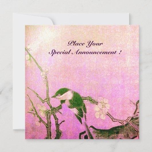 LENTE VOGEL MONOGRAM roze bruin violet Aankondiging (Voorkant)