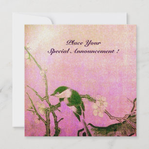 LENTE VOGEL MONOGRAM roze bruin violet Aankondiging