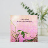 LENTE VOGEL MONOGRAM Roze Fuchsia Wit Bruin Aankondiging (Staand voorkant)