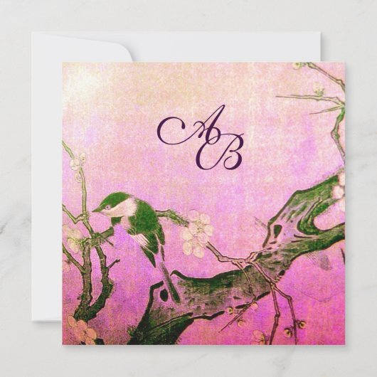 LENTE VOGEL MONOGRAM Roze Fuchsia Wit Bruin Aankondiging (Achterkant)