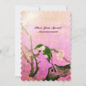 LENTE VOGEL MONOGRAM Roze Fuchsia Wit Bruin Kaart (Voorkant)