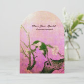 LENTE VOGEL MONOGRAM Roze Fuchsia Wit Bruin Kaart (Staand voorkant)