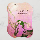 LENTE VOGEL MONOGRAM Roze Fuchsia Wit Bruin Kaart (Voorkant / Achterkant)