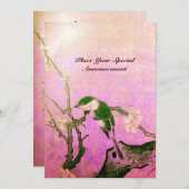 LENTE VOGEL MONOGRAM roze fuchsia wit bruin Kaart (Voorkant / Achterkant)