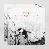 LENTE VOGEL MONOGRAM, zilveren metalen papier Aankondiging (Voorkant / Achterkant)