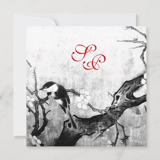 LENTE VOGEL MONOGRAM, zilveren metalen papier Aankondiging (Achterkant)