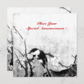 LENTE VOGEL MONOGRAM zwart wit grijs Aankondiging (Voorkant / Achterkant)