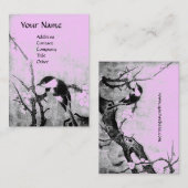 LENTE VOGEL ,roze paars bruin Visitekaartje (Voorkant / Achterkant)