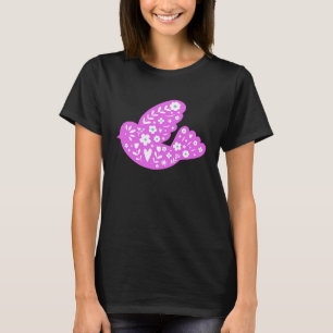 Lente Vogel Volkskunst Duif Vredes Symbool Hippie T-shirt