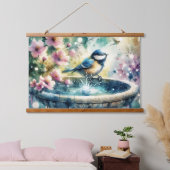 Lente Vogelbad Aquarel Hangend Wandkleed (Slaapkamer)