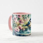 Lente Vogelbad Aquarel Mok (Voorkant links)