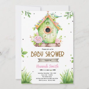 Lente vogelnest baby shower uitnodiging