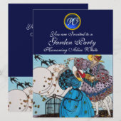 LENTE VOGELS TUIN FEESTJE ,SAPPHIRE GEM MONOGRAM KAART (Voorkant / Achterkant)