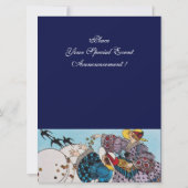 LENTE VOGELS TUIN FEESTJE ,SAPPHIRE GEM MONOGRAM KAART (Achterkant)