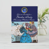 LENTE VOGELS TUIN FEESTJE ,SAPPHIRE GEM MONOGRAM KAART (Staand voorkant)