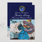 LENTE VOGELS TUIN FEESTJE ,SAPPHIRE GEM MONOGRAM KAART (Voorkant / Achterkant)