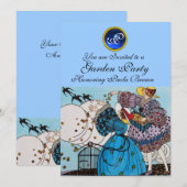 LENTE VOGELS TUIN FEESTJE ,SAPPHIRE GEM MONOGRAM KAART (Voorkant / Achterkant)