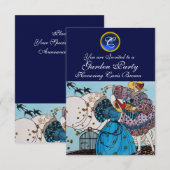 LENTE VOGELS TUIN FEESTJE ,SAPPHIRE GEM MONOGRAM KAART (Voorkant / Achterkant)