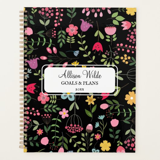 Lente voor Wildbloemen Bloemen Bloempatroon op Zwa Planner (Voorkant)